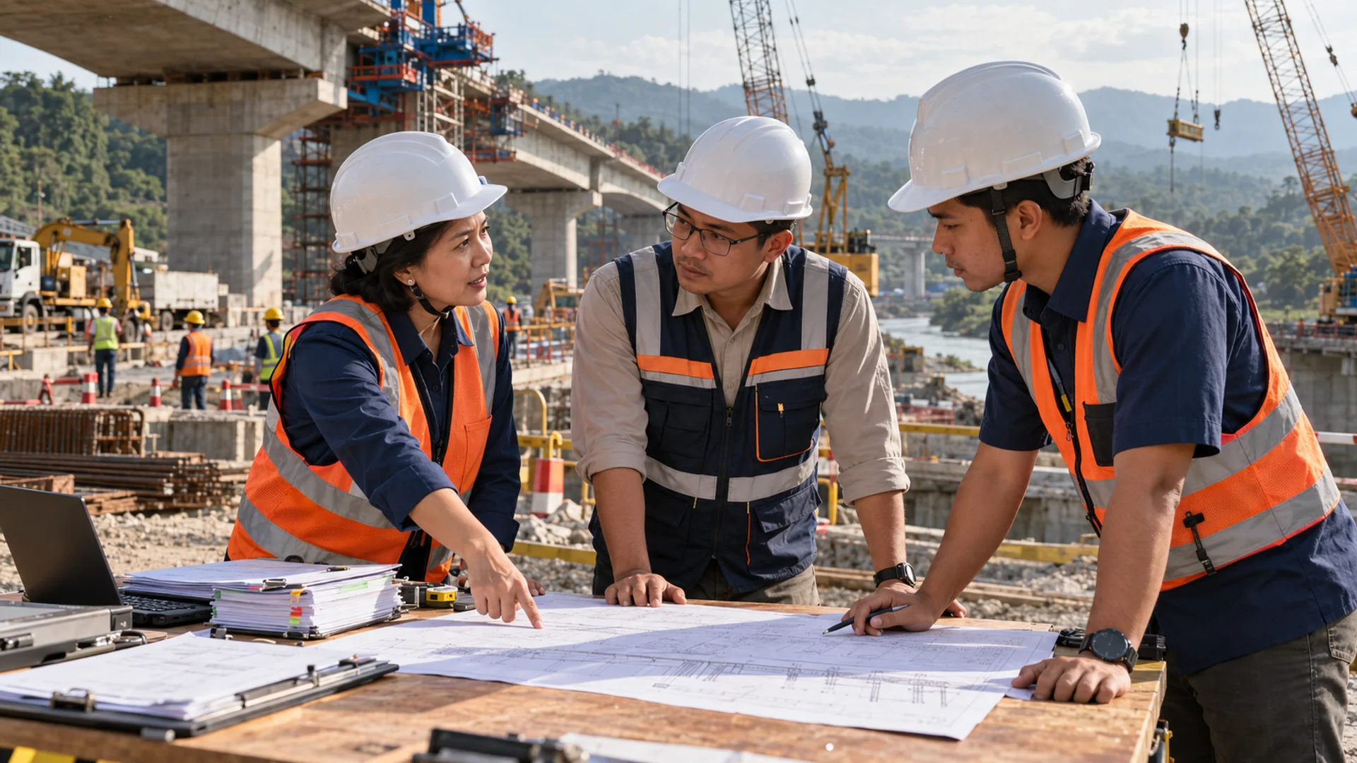 Tim pengelola proyek konstruksi meninjau proses pengadaan dan pengawasan sebagai bagian dari penerapan integritas serta pengendalian antisuap.