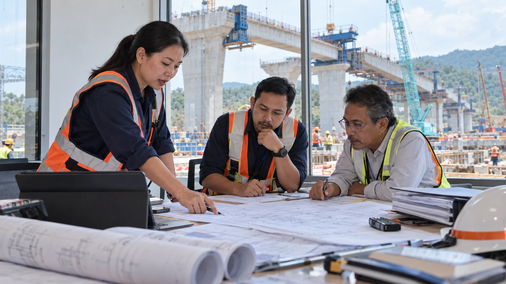 Tim teknis kontraktor memeriksa kesesuaian kompetensi, SKK, dan klasifikasi usaha dalam pemenuhan PJTBU serta PJKBU.